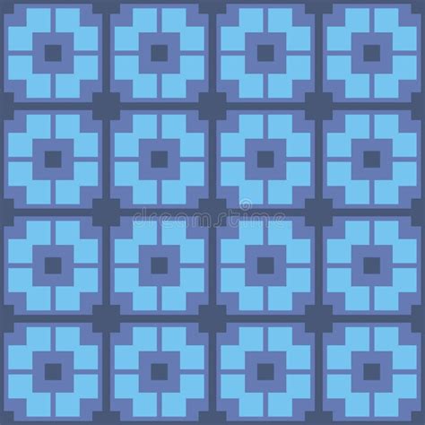 Blue Seamless Geometric Pattern With Different Combinations Of Squares