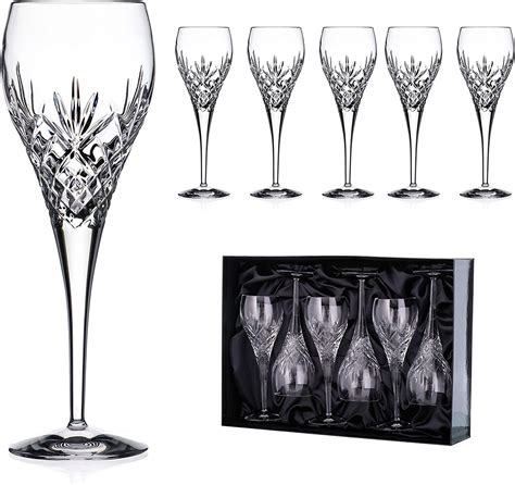 6pcs Set Hand Cut Symphony 24 Lead Crystal White And Rosé Wine Glasses Uk Kitchen