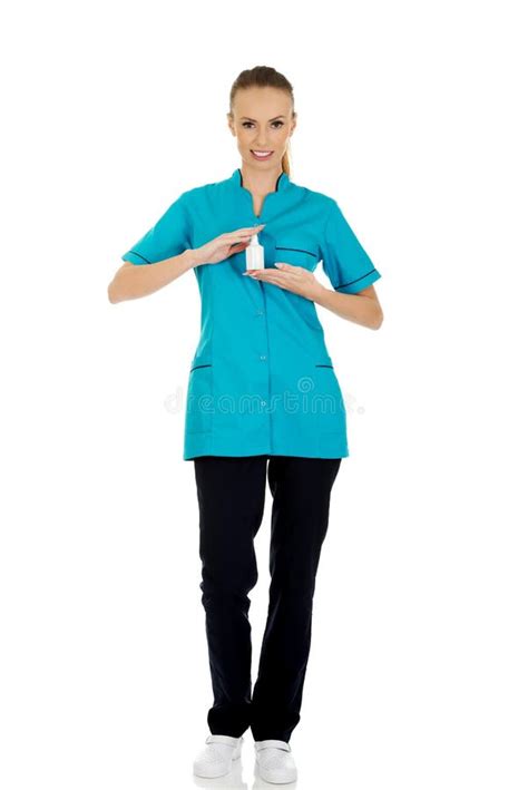 nurse in uniform with hydrogen peroxide stock image image of clinic caucasian 53710831
