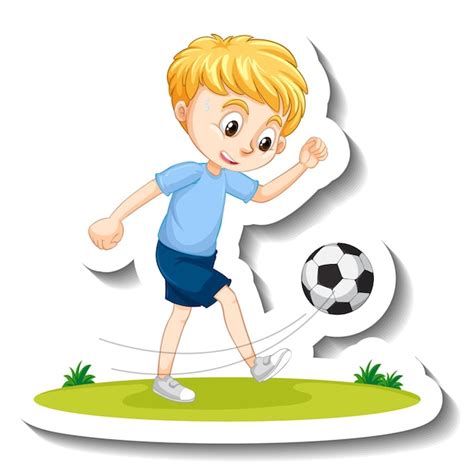Free Vector A Boy Playing Soccer Cartoon Character Sticker