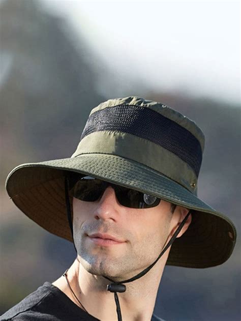 Mens Bucket Hat Outdoor Fishing Hat Climbing Mesh Breathable Sunshade