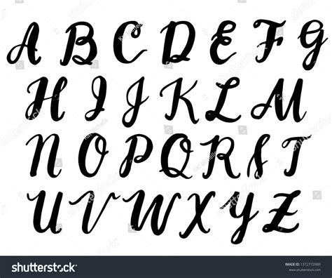 Uppercase Vector Alphabet Handwritten Calligraphy Letters Stock Vector