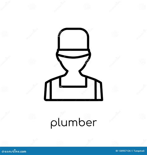 Plumber Icon Trendy Modern Flat Linear Vector Plumber Icon On W Stock