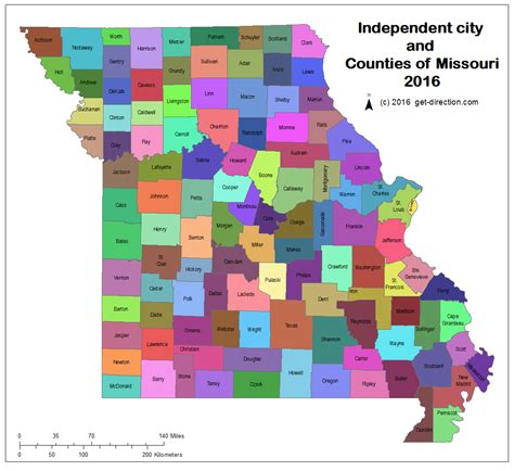 Map Of Independent City And Counties Of Missouri