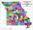 Map of Independent city and Counties of Missouri
