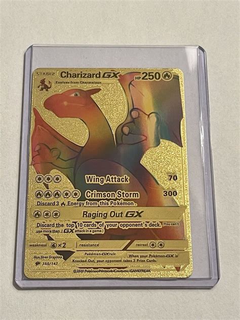 Mavin Rare Rainbow Charizard Gx Gold Foil Pokemon Card With Toploader