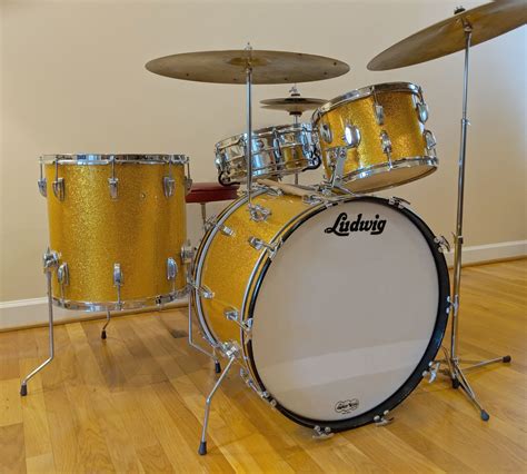 Vintage Ludwig Classic 4 Pc Drum Set W Cymbals Hardware
