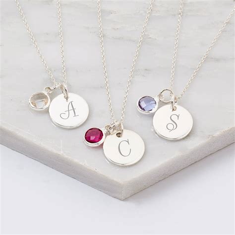 Personalised Sterling Initial Birthstone Necklace By Bloom Boutique