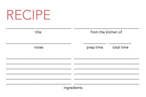 Print Your Own Recipe Cards Notes Prep Recipe Cards Recipe Title