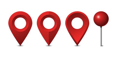 Red Map Pins Set Isolated On White Background Vector Illustration