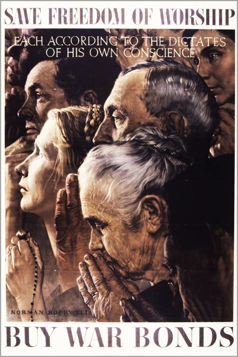 24x36 Gallery Poster Save Freedom Of Worship By Norman Rockwell 1941