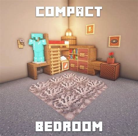 Compact Bedroom In Minecraft Minecraft Designs Minecraft Minecraft