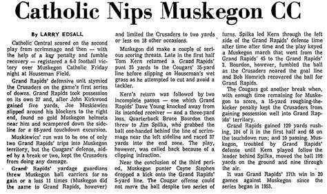 1970 Mcc Football Game 1 Muskegon Catholic Central Crusaders At Grand