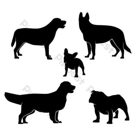 Set Of Dogs Silhouette Isolated On A White Background Vector