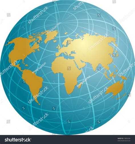 Map Of The World Illustration On Spherical Globe With Grid 15892936