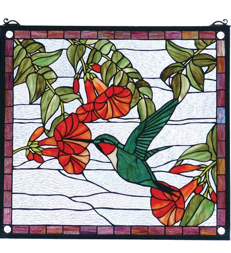 Sweet Hummingbird Stained Glass Panel Wind And Weather