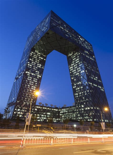 China Central Television Cctv Headquarters Beijing Seen At Night