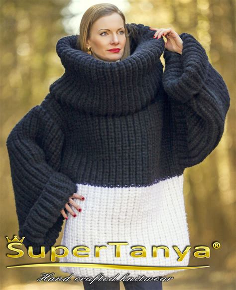 Huge Oversized Striped Wool Sweater Giant Cowlneck Sweater Dress
