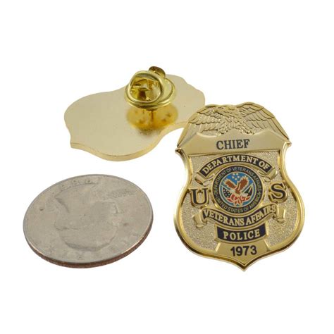Department Of Veterans Affairs Police Chief Mini Badge Lapel Pin Va