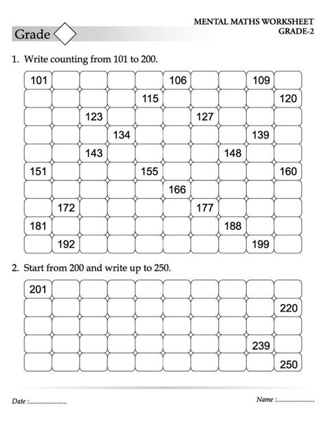 Number Chart With Missing Numbers 100 To 500