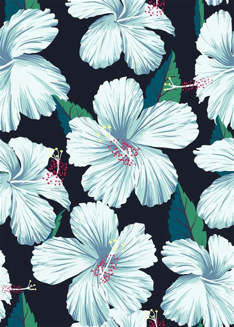 Hibiscus Seamless Pattern Hand Drawn 2138620 Vector Art At Vecteezy