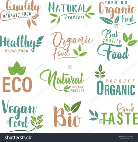 Nset Organic Food Farm Fresh And Natural Product Icons And Elements