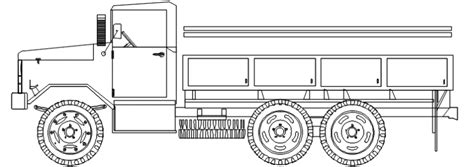 Transportation Truck Side Elevation Block Drawing Details Dwg File