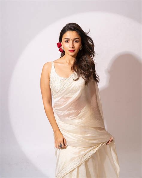 alia bhatt in an ivory saree by punit balana for gangubai 2 dress indian style indian fashion