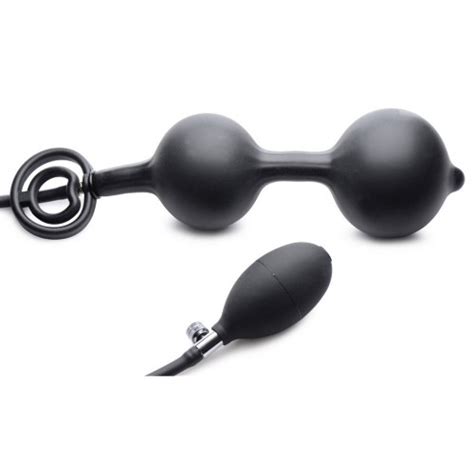 master series devils rattle inflatable silicone anal plug with cock and ball ring sex toys at