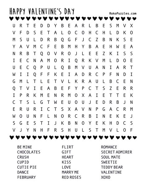 Valentines Word Search Printable