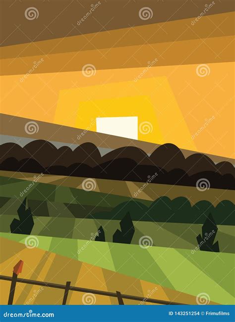 Abstract Polygonal Green Landscape Stock Illustration Illustration Of