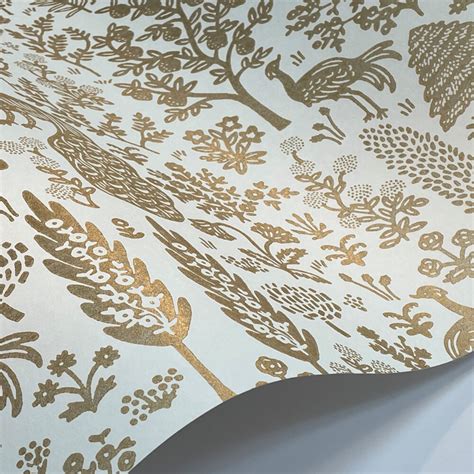 Menagerie Toile By Rifle Paper Co White And Metallic Gold Wallpaper