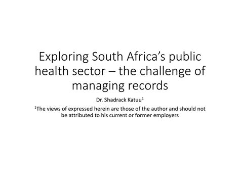 Pdf Exploring South Africas Public Health Sector The Challenge Of
