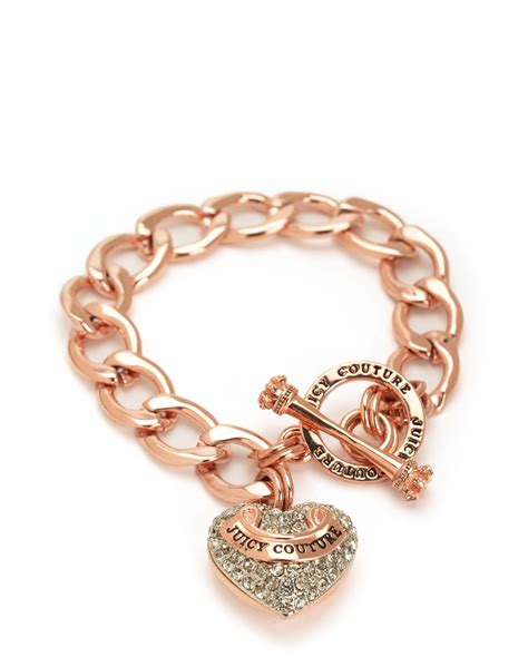 Juicy Couture Pave Banner Heart Starter Bracelet In Pink Lyst