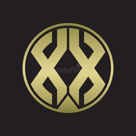 Xx Logo Monogram Circle With Piece Ribbon Style On Gold Colors Stock