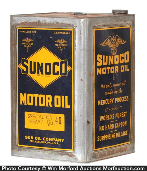 Sunoco 5 Gallon Motor Oil Can • Antique Advertising