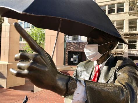 A Sign Of The Times Statues Around Oregon Don Face Masks During
