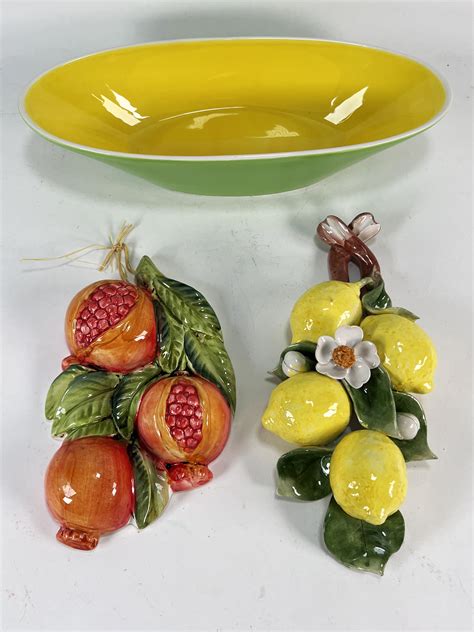 Vintage Ceramic Fruit Wall Decor And Bowl For Sale At Auction On 15th