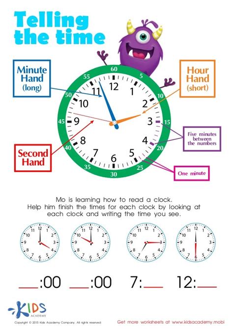 Telling The Time Printable Worksheets