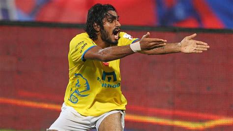Kerala blasters brought to you by: Sandesh Jhingan of Kerala Blasters FC reacts during ISL ...