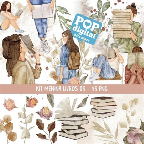 Kit Digital Menina Livros 04 Aquarela Elo7 Produtos Especiais