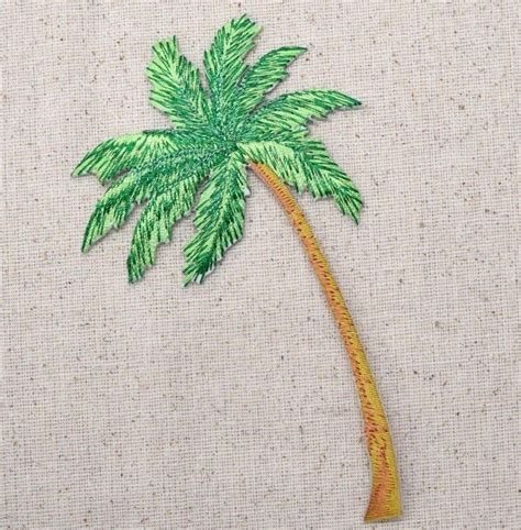 Iron On Applique Embroidered Patch Tropical Beach Palm Tree Large