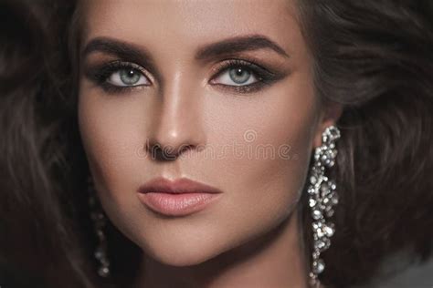 Gorgeous Woman With A Beautiful Make Up In Studio Stock Photo Image