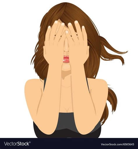 Woman Covering Her Eyes With Her Hands Royalty Free Vector Quirky Illustration Character