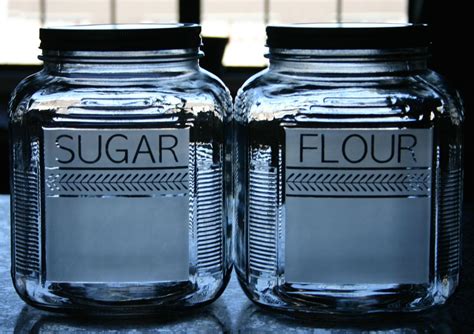 Etched Glass Flour And Sugar Jars Sugar Jar Glass Etching Jar