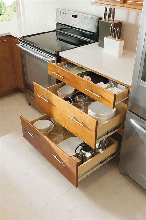 They are so customizable, and you can cut them to fit any drawer size. Three Drawer Base Cabinet - Aristokraft Cabinetry