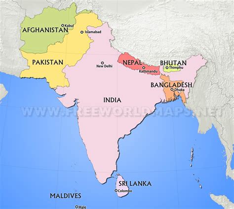 South Asia Country Map Cities And Towns Map