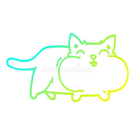 a creative cold gradient line drawing cartoon fat cat stock vector illustration of cold hand