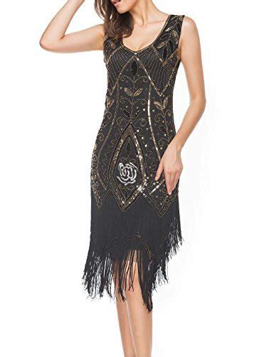 Womens Roaring 20s V Neck Gatsby Dresses Vintage Inpired Sequin