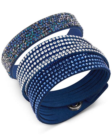 Swarovski Slake And Crystal Rock Bracelet Set In Blue Lyst